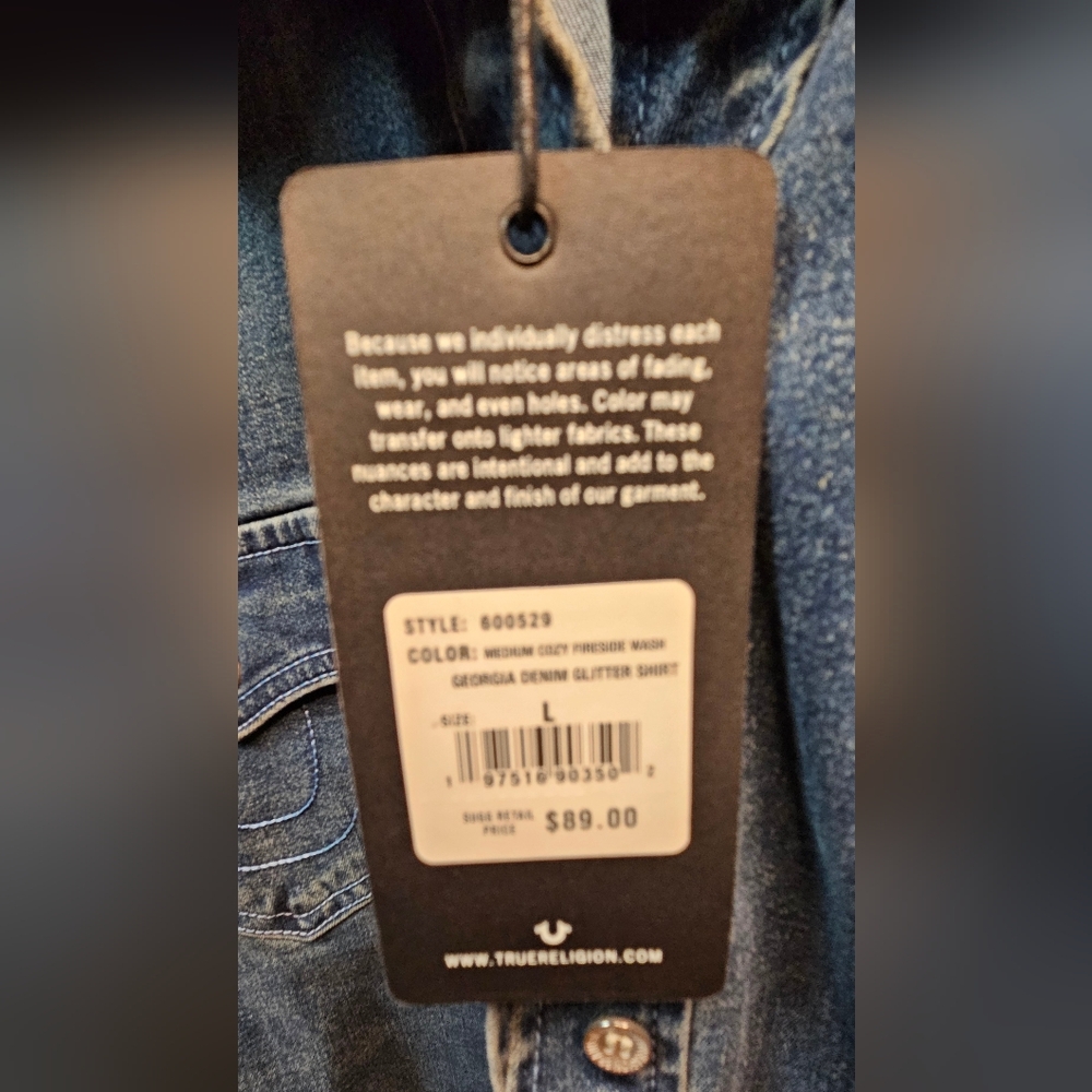 Georgia Glitter Denim Button-Up Shirt - Picture 5 of 8